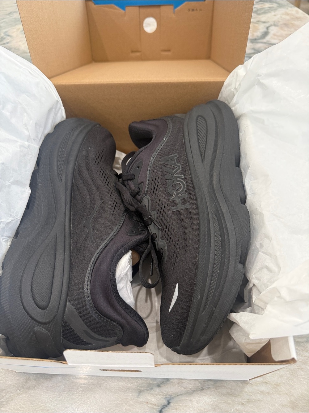Hoka Bondi 9 Black Performance Running Sneakers Size 8.5 Wide width - Picture 10 of 10